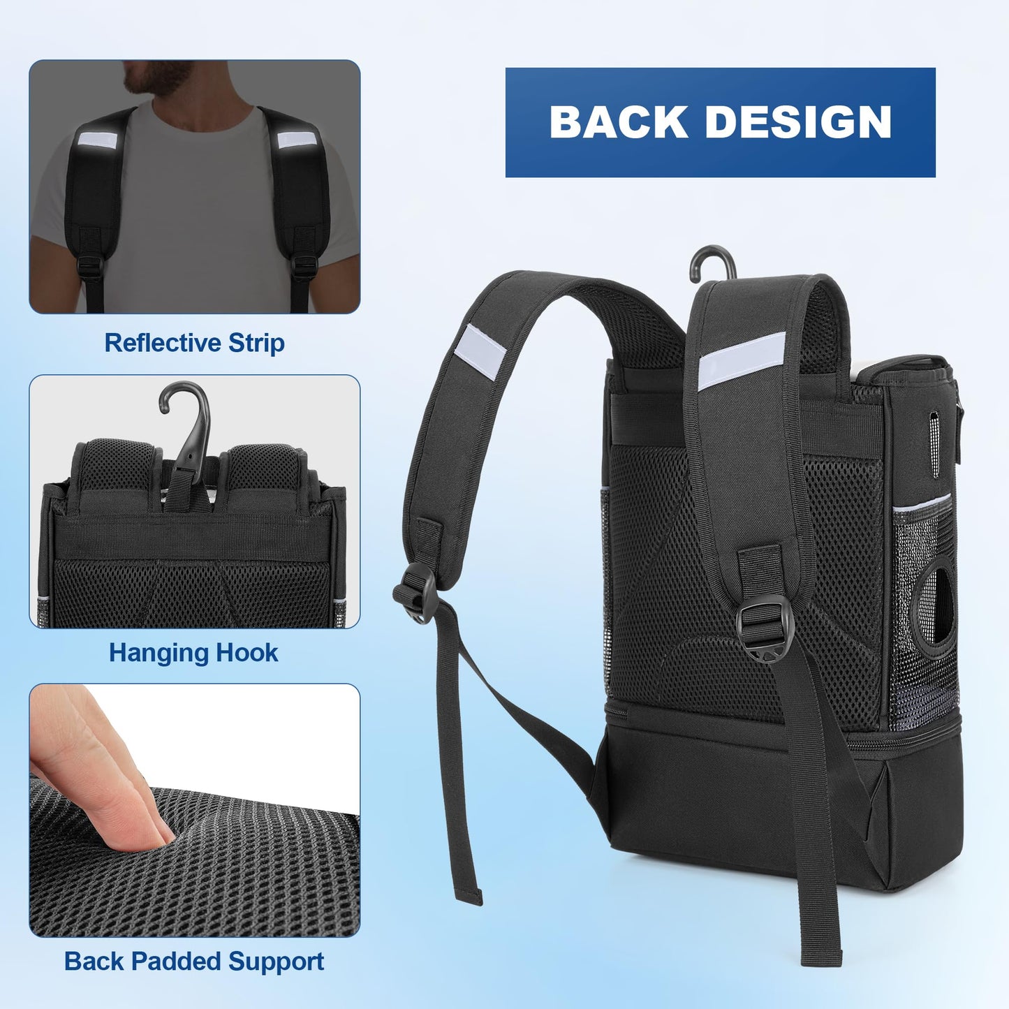 Trunab Portable Oxygen Concentrator Backpack, POC Carrying Bag Compatible with Inogen One, Caire Freestyle Comfort, Oxygo, Black