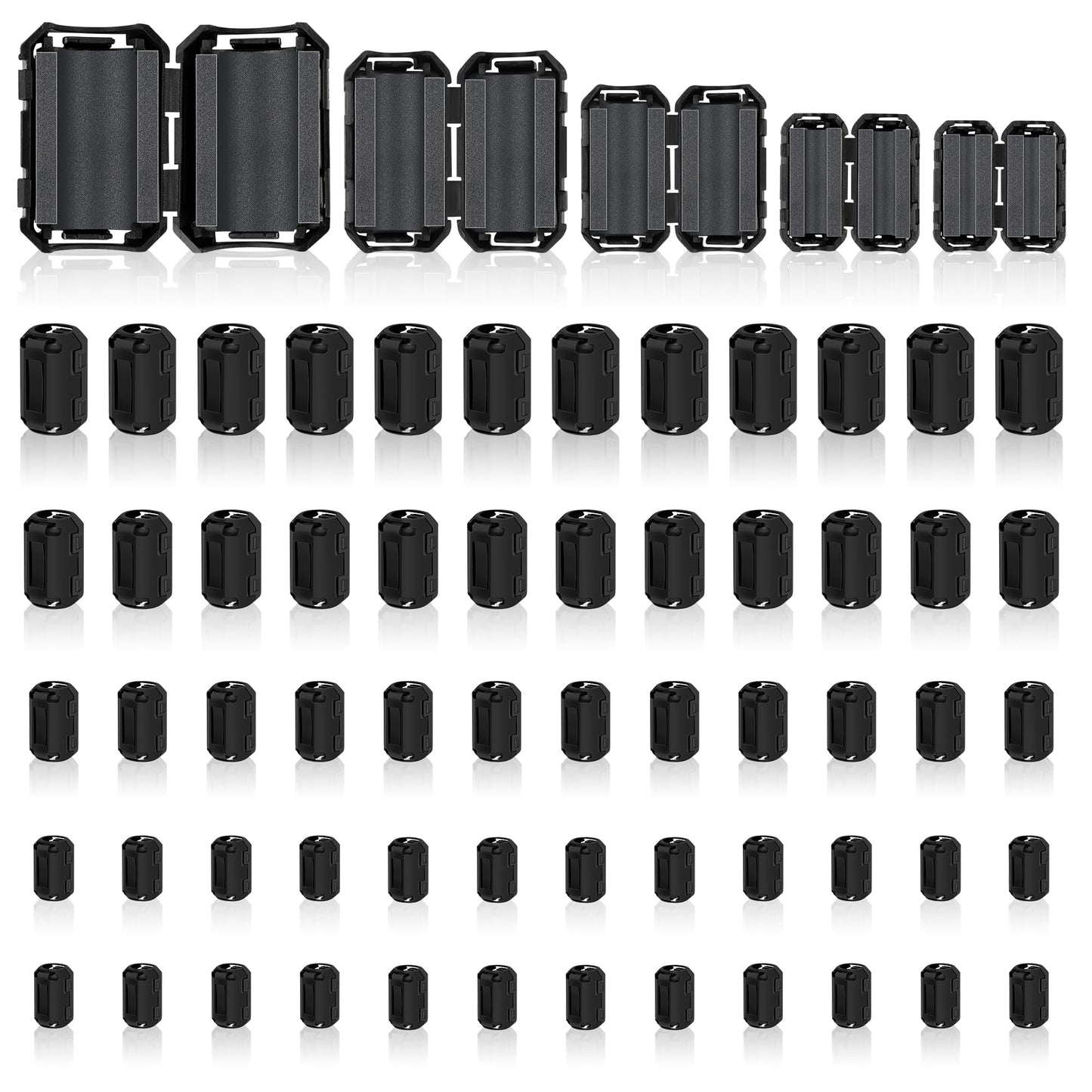 Windspeed 25Pcs Ferrite Chokes Ferrite Beads Snap on RFI EMI Noise Suppressor Cable Clip for 3.5mm 5mm 7mm 9mm 13mm Diameter Cable