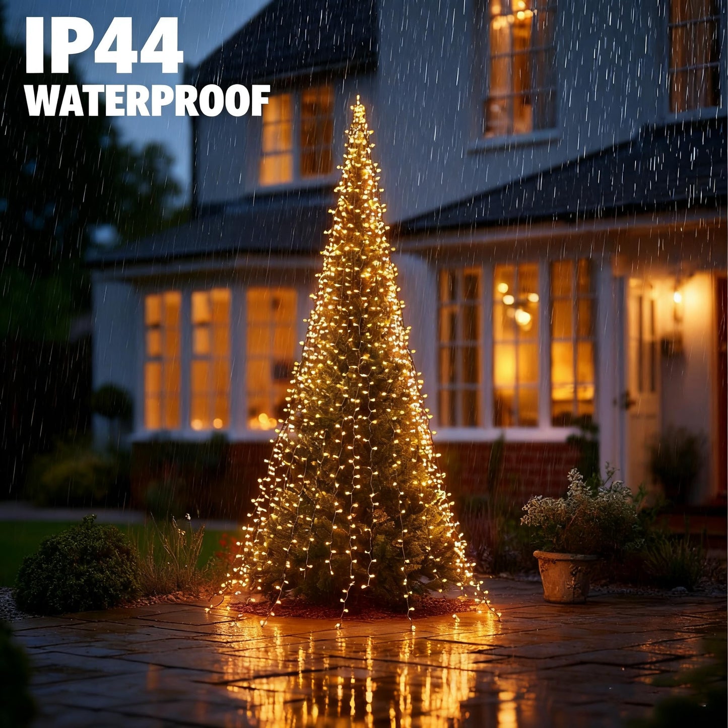 Tw Shine Christmas Tree Lights  448 Led Christmas Waterfall Tree Topper Lights With 8 Lighting Modes & Remote  8.2Ft X 16 Lines String Light For Indoor Outdoor Yard Party Xmas Decoration  Warm White
