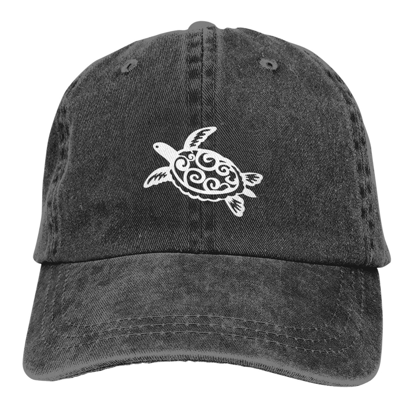 Turtle Baseball Cap Cotton Washed Denim Ball Hat Fashionable Adjustable Tortoise Cap for Men Women