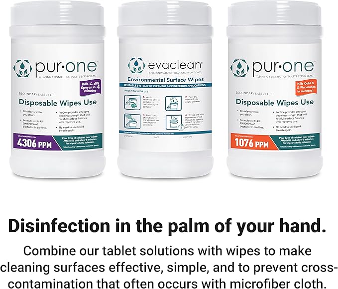 EvaClean Disposable Dry Surface Wipes - 1,280 Unscented 6.5' x 6' Wipes for Multi-Surface & Hand Cleaning - Pack of Eight 160-Count Refill Rolls - Rectangular Surface-Cleaning Wipes