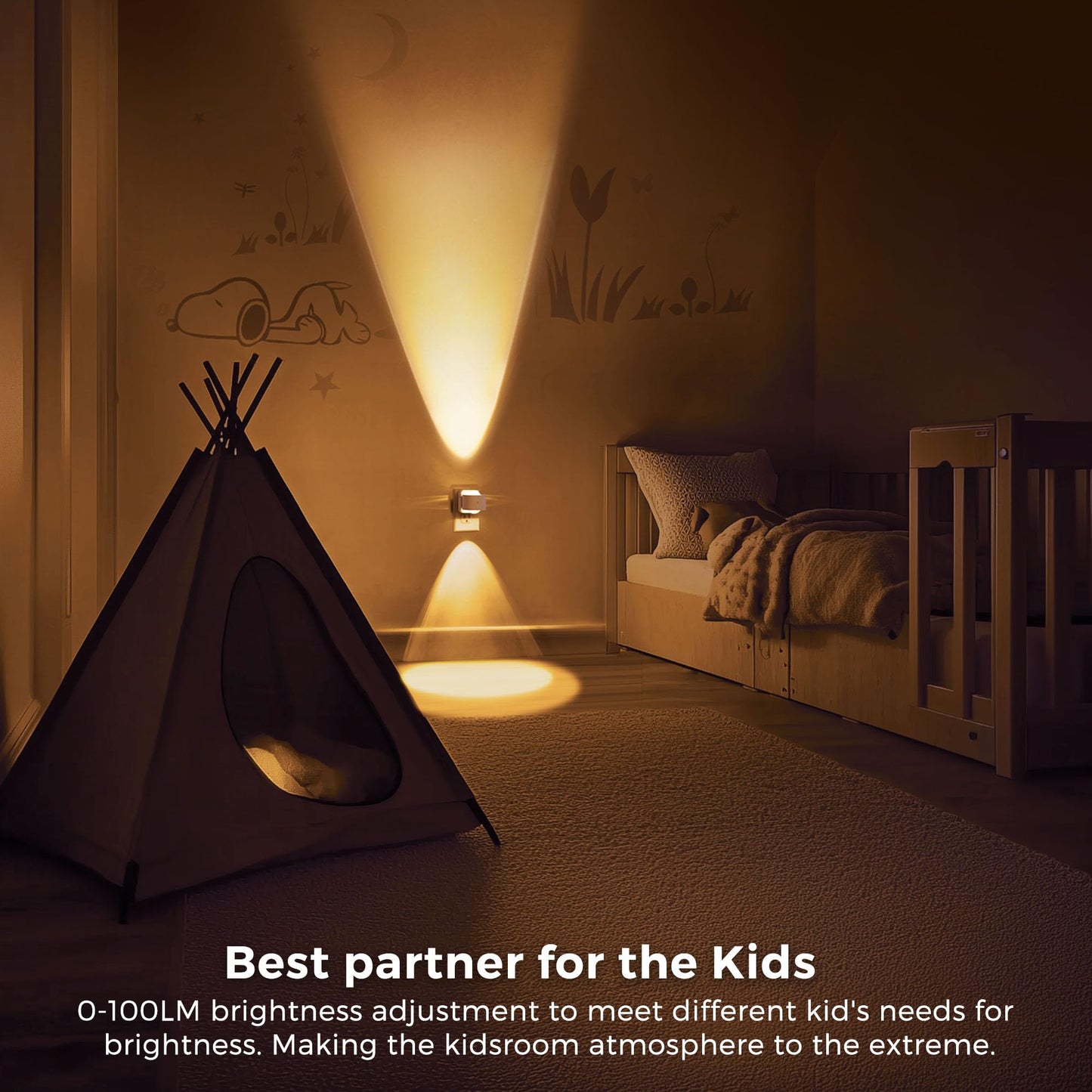 L Lohas Led Night Lights Plug Into Wall  Night Light Projector  Dusk To Dawn Sensor  Rotating White Nightlight For Kids  Soft White Ambient Lighting For Bathroom  Gaming Room  Gifts 1 Pack