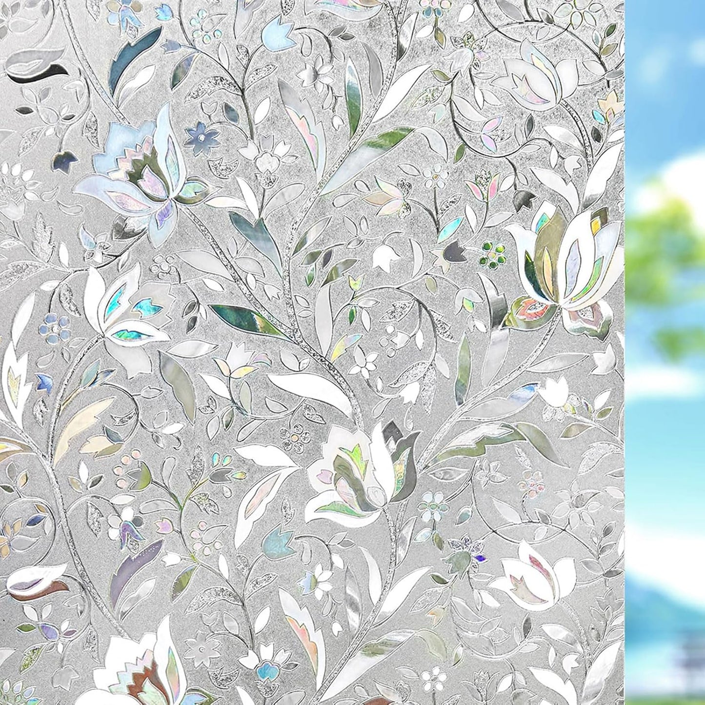 Kromapolis Window Film Privacy - Frosted Glass Decorative Film, Static Clings, No-Glue (17.5 x 157.4 inch)