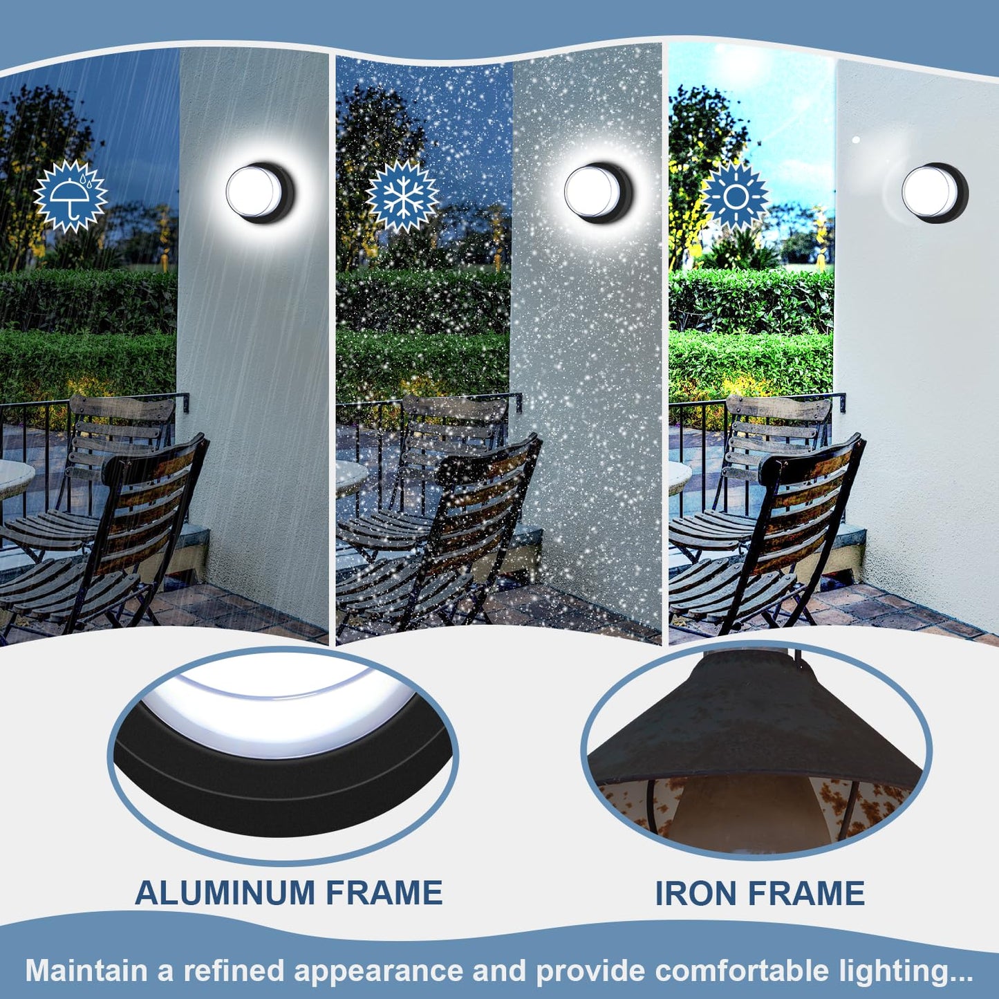 Biritalo Led Porch Lights Outdoor 12W 6500K Led Wall Lighting Double-Layer Cover Aluminum Exterior Light Fixture Wall Mount Ip65 Waterproof For Stairway Garage Patio Bedroom