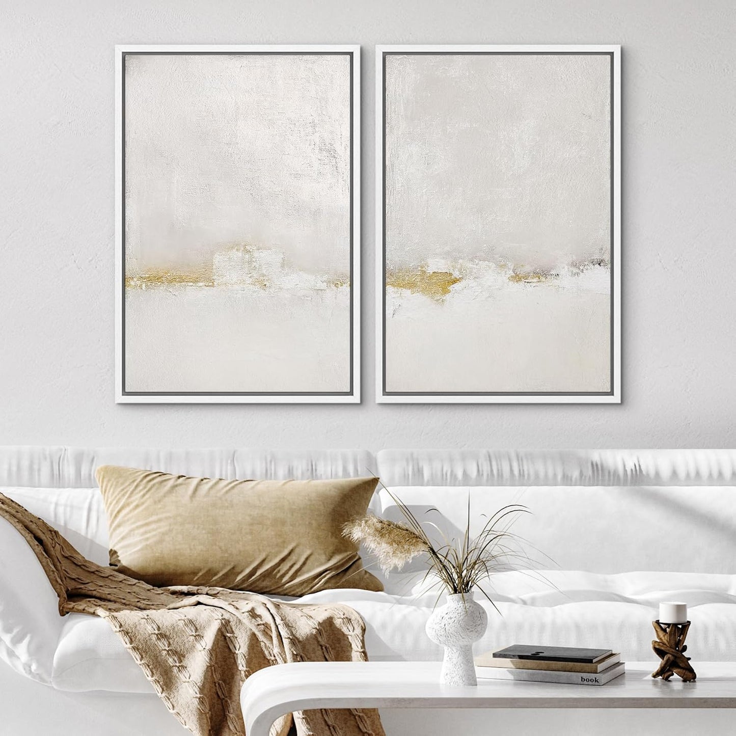 SIGNWIN Framed Canvas Print Wall Art Pastel Grunge Gray Landscape Abstract Shapes Illustrations for Living Room, Bedroom, Office - 16"x24"x2 White