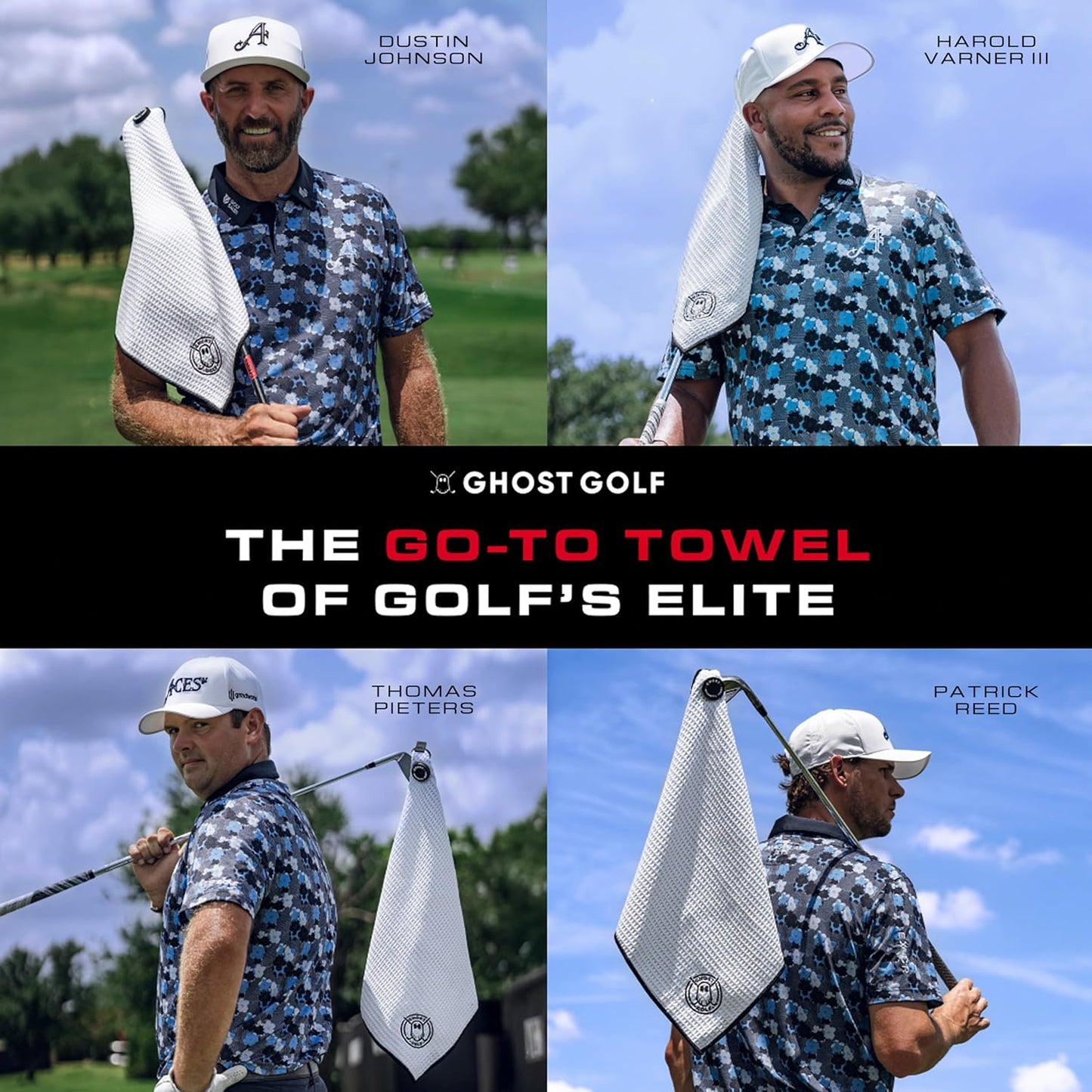 Ghost Golf Magnetic Towel (Greenside) - Premium Ultra-Absorbent Microfiber Golf Towel with Magnet for Golf Carts or Clubs - 18" x 18" Golfing Gear - Waffle Weave Pattern (Hot Pink)