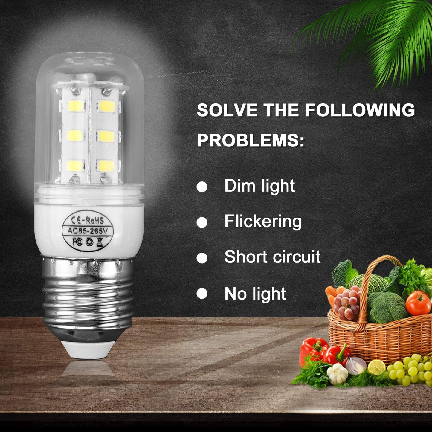 AMI PARTS KEI D34L Refrigerator Bulb 5304511738 E27 LED Refrigerator Light Bulb 3.5W Compatible with frig.idaire Kenmore Light Bulb AP6278388 PS12364857 (85V-265V White Light*2 Pice)
