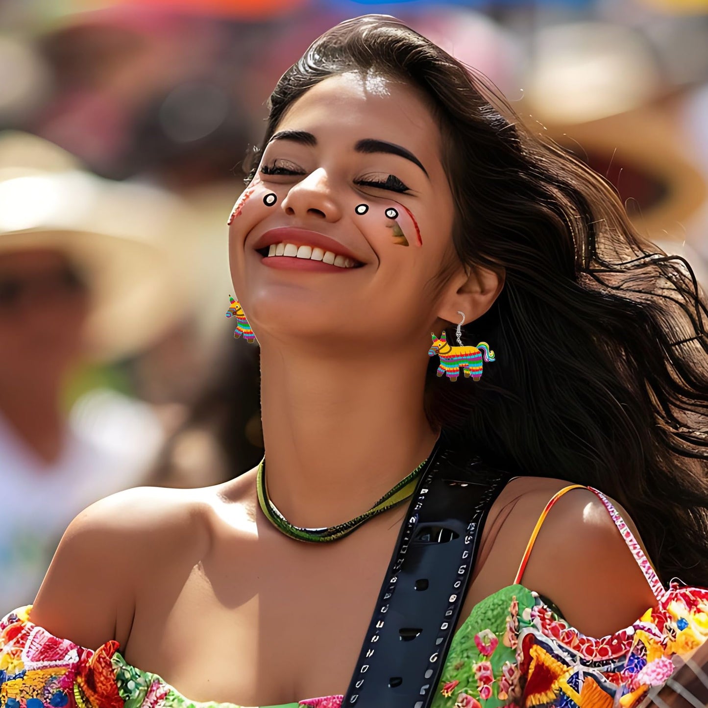 4 Pairs Cinco De Mayo Earrings for Women Fiesta Horse Hat Acrylic Dangle Earring Sets Mexican Festival Party Jewelry (Style 2)