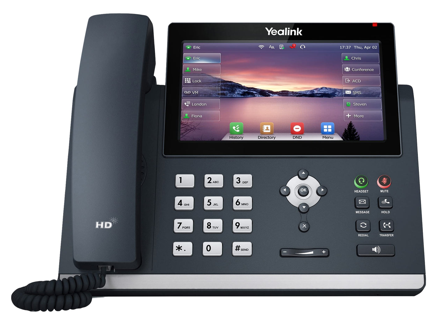 Yealink T48U Ip Phone, 16 Lines. 7-Inch Color Touch Screen Display. Dual Usb 2.0, Dual-Port Gigabit Ethernet, 802.3Af Poe, Power