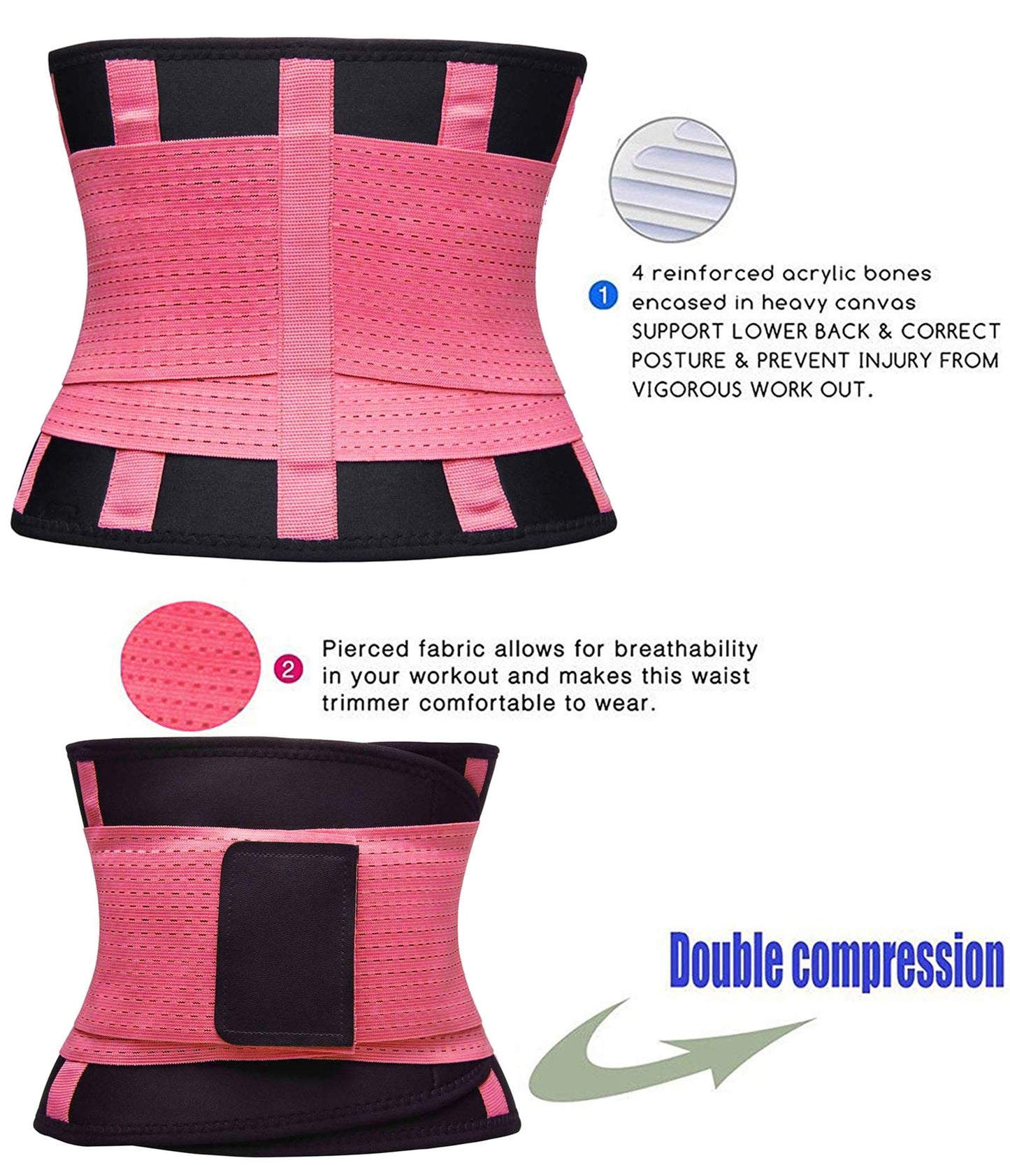 VENUZOR Waist Trainer Belt for Women - Waist Cincher Trimmer - Slimming Body Shaper Belt - Sport Girdle Belt (UP Graded)(Pink,X-Large)
