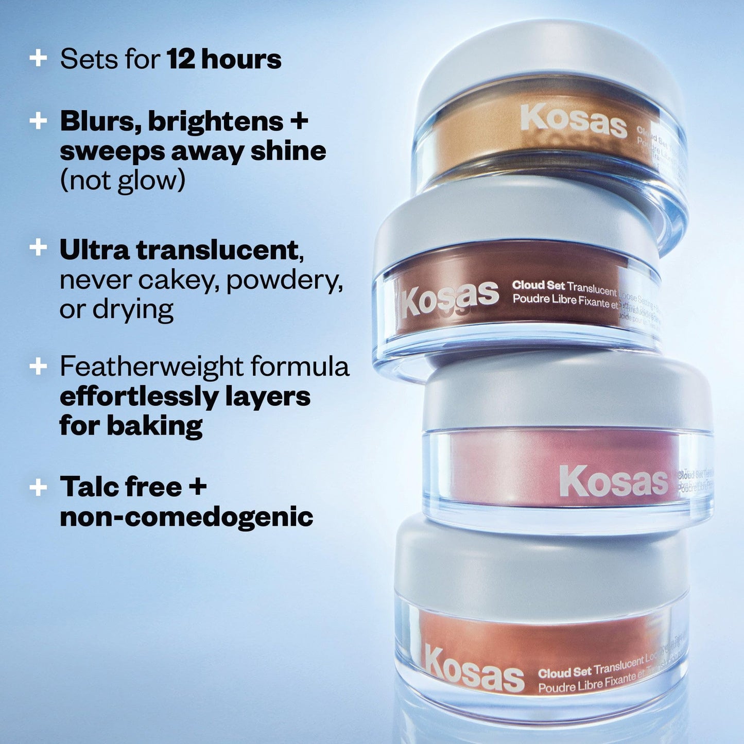 Kosas Cloud Set Loose Powder - Translucent Setting + Blurring Talc-Free Face Powder in Translucent - Buttery (Ultra Sheer Yellow