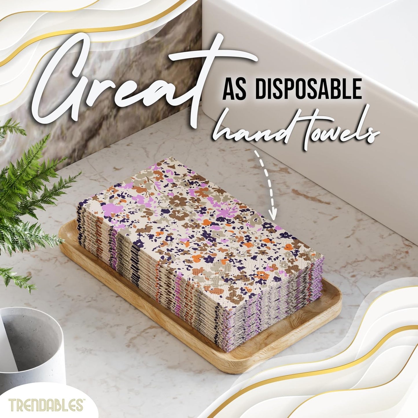 Trendables Floral Napkins for decoupage 200 Pcs 3 Ply floral paper napkins decorative Guest Towels Disposable Bathroom, Flower Design For Tea Party Decorations, Dinners & Weddings