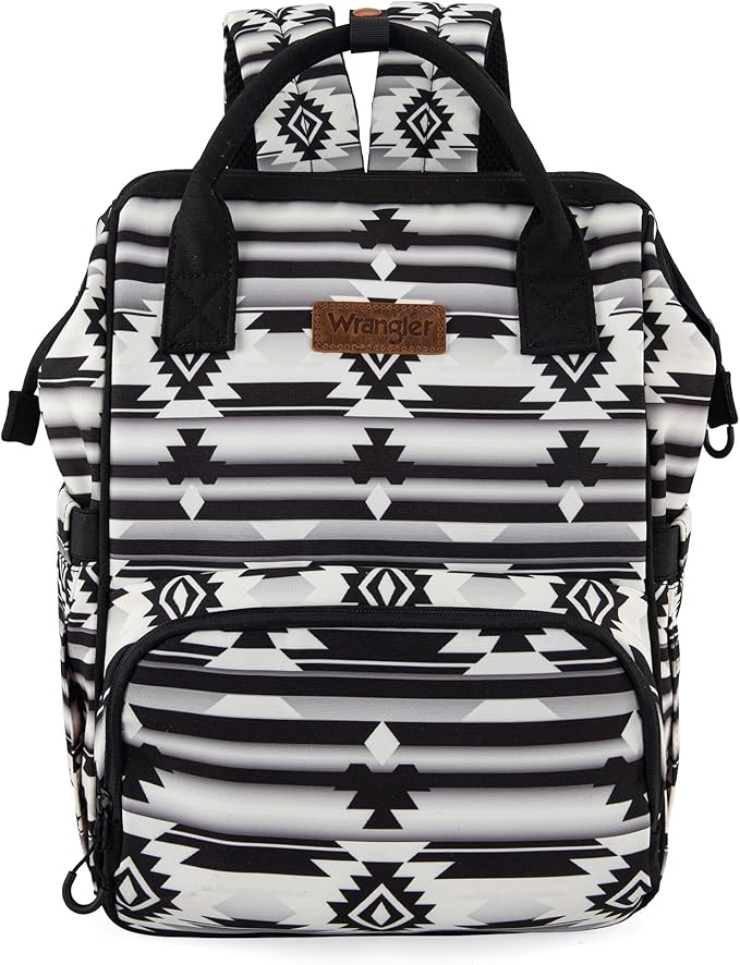Montana West Wrangler Diaper Bag Backpack Aztec Travel Backpack Purses Western Multi-Function Baby Bags for Mom with Waterproof Insulated Pockets