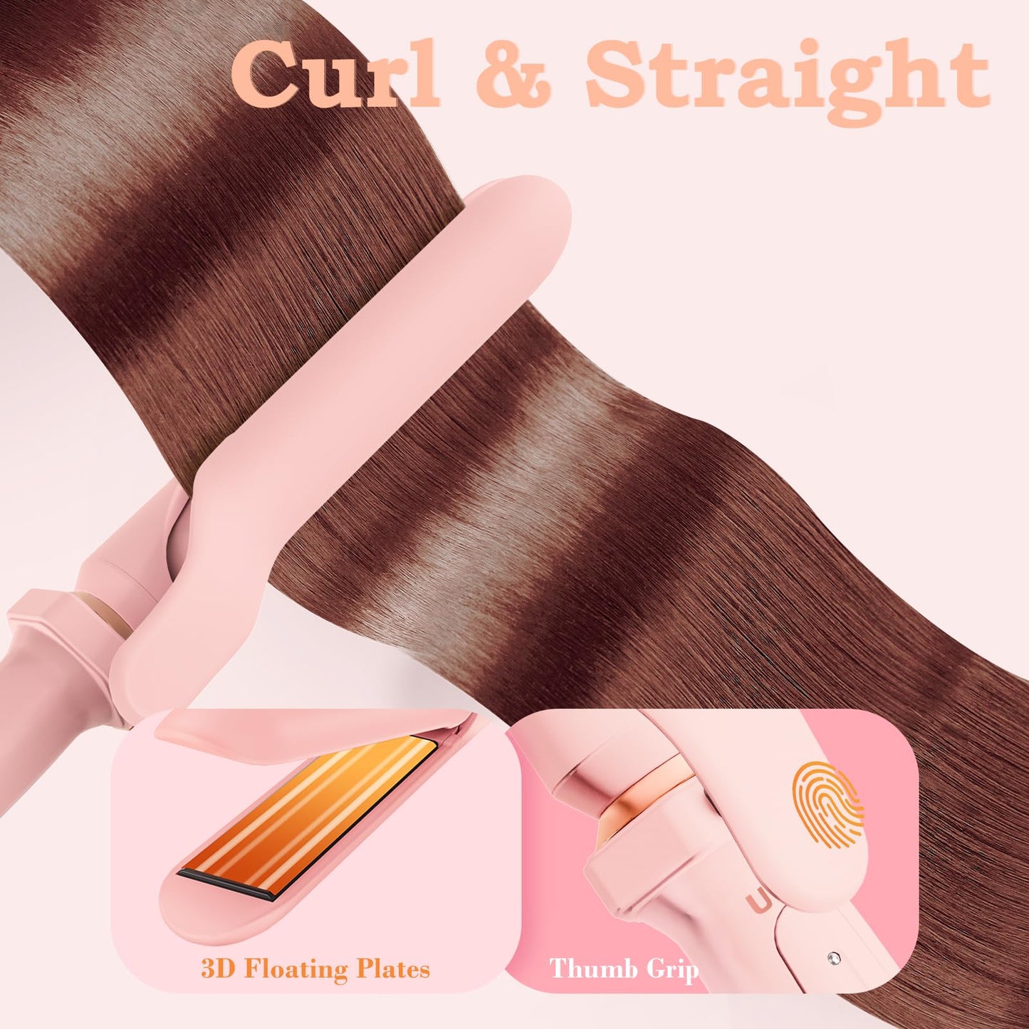 Ufree 5 in 1 Curling Iron with Ceramic Barrels (0.35-1.25), Curling Wand Set with Flat Iron Hair Straightener, Instant Heat Up,