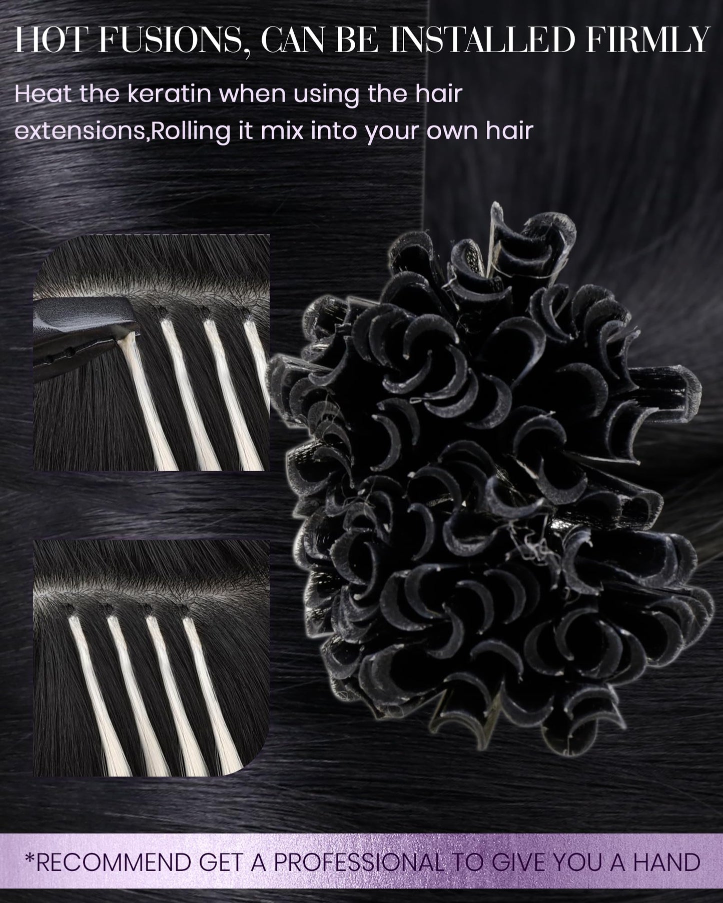 LaaVoo U Tip Hair Extensions Human Hair Black 20 Inch K Tip Hair Extensions Real Human Hair Jet Black Utip Hair Extensions Black