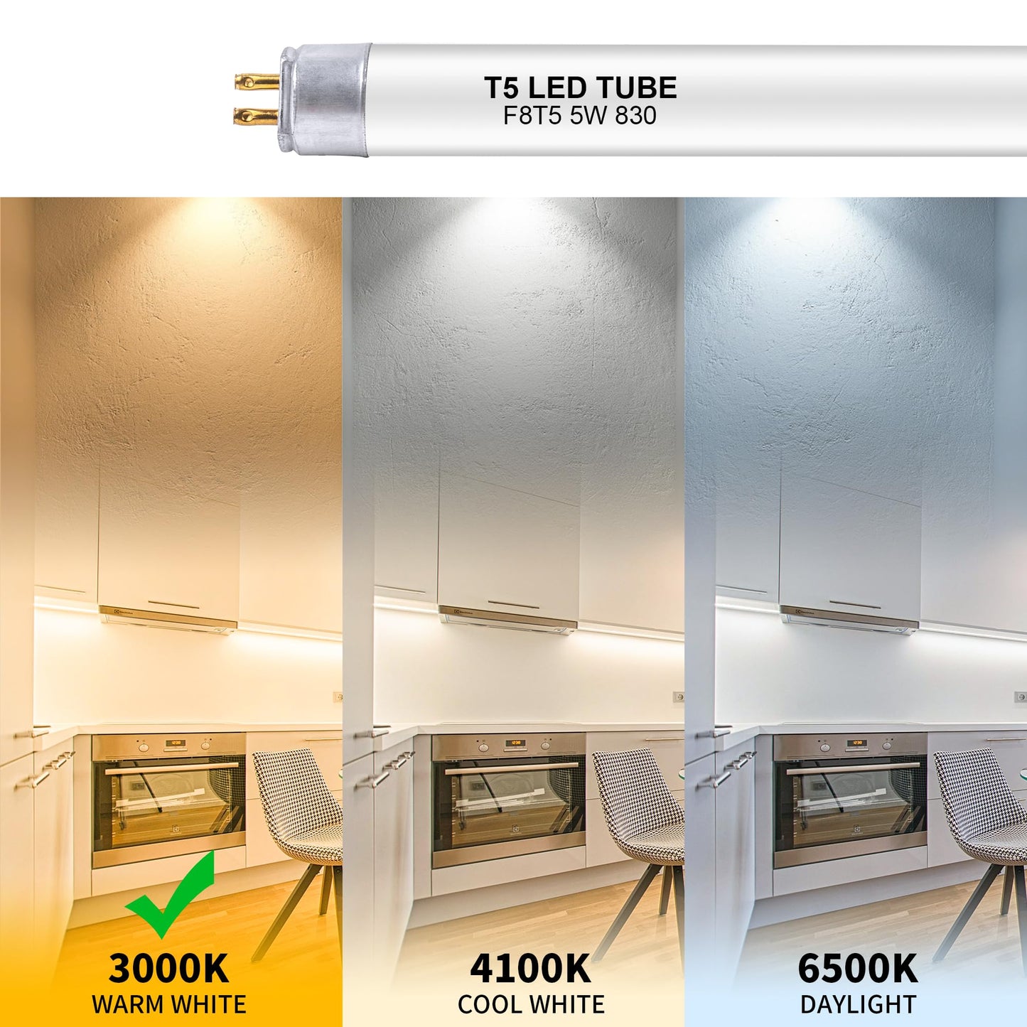 Wesome Lighting 8 Pack 12 Inch F8T5/Ww Led Replacement Bulbs  3000K Warm White  T5 Led 5 Watts Replace Fluorescent Bulb With Led  Replacement Tube For Counter And Cabinet Fixture