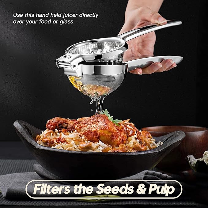 CCKO Lemon Lime Squeezer Stainless Steel Manual Juicer Extra Large Heavy Duty Citrus Juicer Hand Press Max Extraction Fruit Juicer for Oranges Lemons Limes