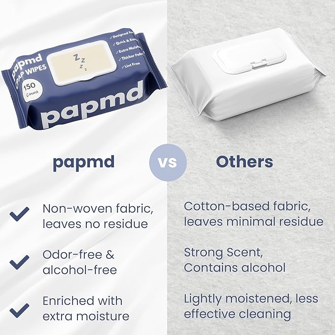 Unscented CPAP Wipes, 150-Pack Travel Wipes, Thick Lint-Free Fabric for Mask, Tube & CPAP Machines, Enhanced Moisture & Easy Pull Design