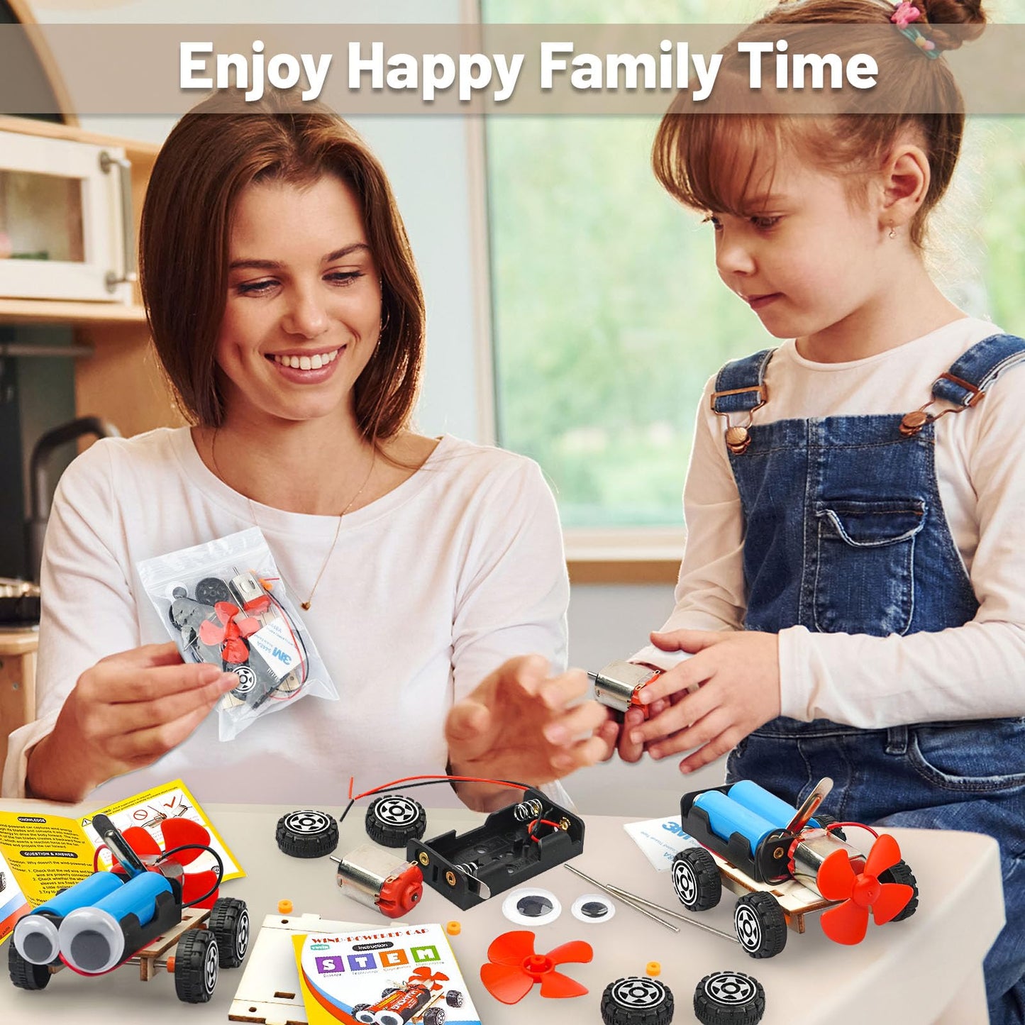 STEM Science Kits for Kids Age 8-12, 6 Set Wind-Powered Cars Science Experiments 6-8 8-10, Wood Building Crafts Kit for Boys Girls, School Classroom STEM Projects Toys Gifts for 6 7 8 9 10 12 Year Old