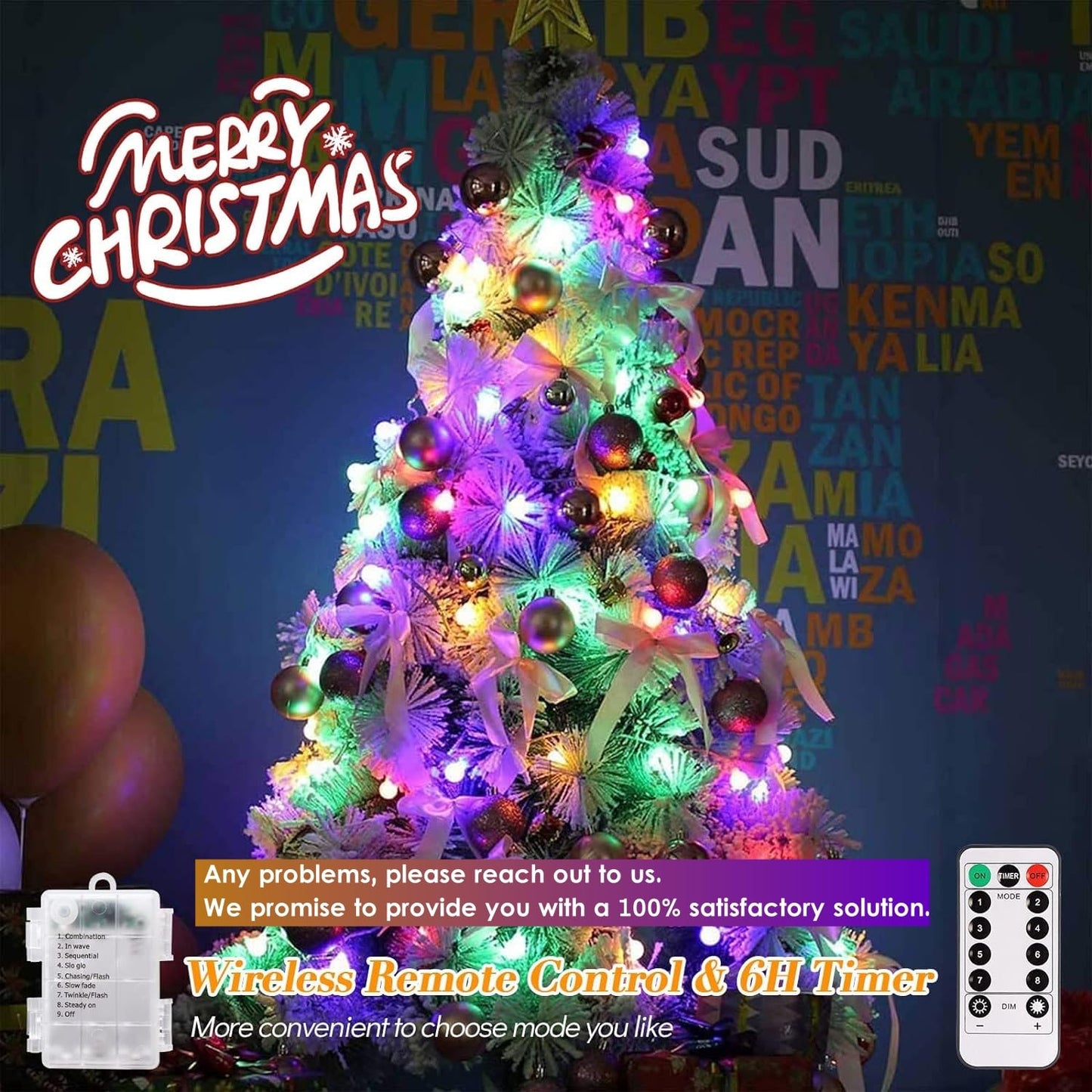 Aloveco 18Ft Battery Operated String Lights, 50 Led Waterproof Twinkle Lights, Remote Control, Multicolor For Indoor/Outdoor Use