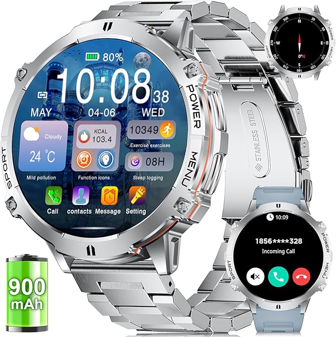 LIGE Smart Watches for Men Answer/Make Calls,1.75" Display Fitness Tracker with Compass Altitude and Barometric Pressure 9...
