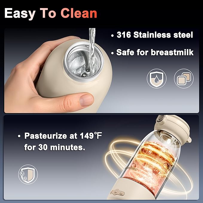 Portable Bottle Warmer for Travel, 17 Oz Baby Bottle Warmer, Super Fast Charging Milk Warmer with Adjustable Temp & Keep Warm for Formula, Breastmilk, Rechargeable & Cordless Water Warmer