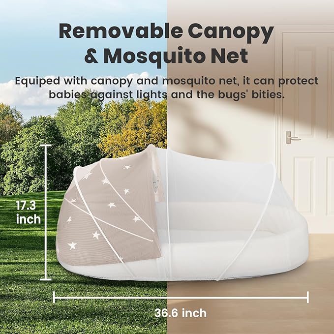 Portable Baby Bassinet- Travel Bassinet for Newborn and Infant, Suitable for Indoor & Outdoor Carry, Lightweight Foldable Washable, Portable Bassinet for Baby Travel, Portable Travel Bassinet, Grey