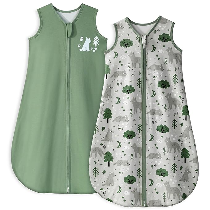 Yoofoss Baby Sleep Sack 12-18 Months TOG 1.0 Baby Wearable Blanket, 2 Pack 100% Organic Cotton Infant Toddler Sleeping Sac...