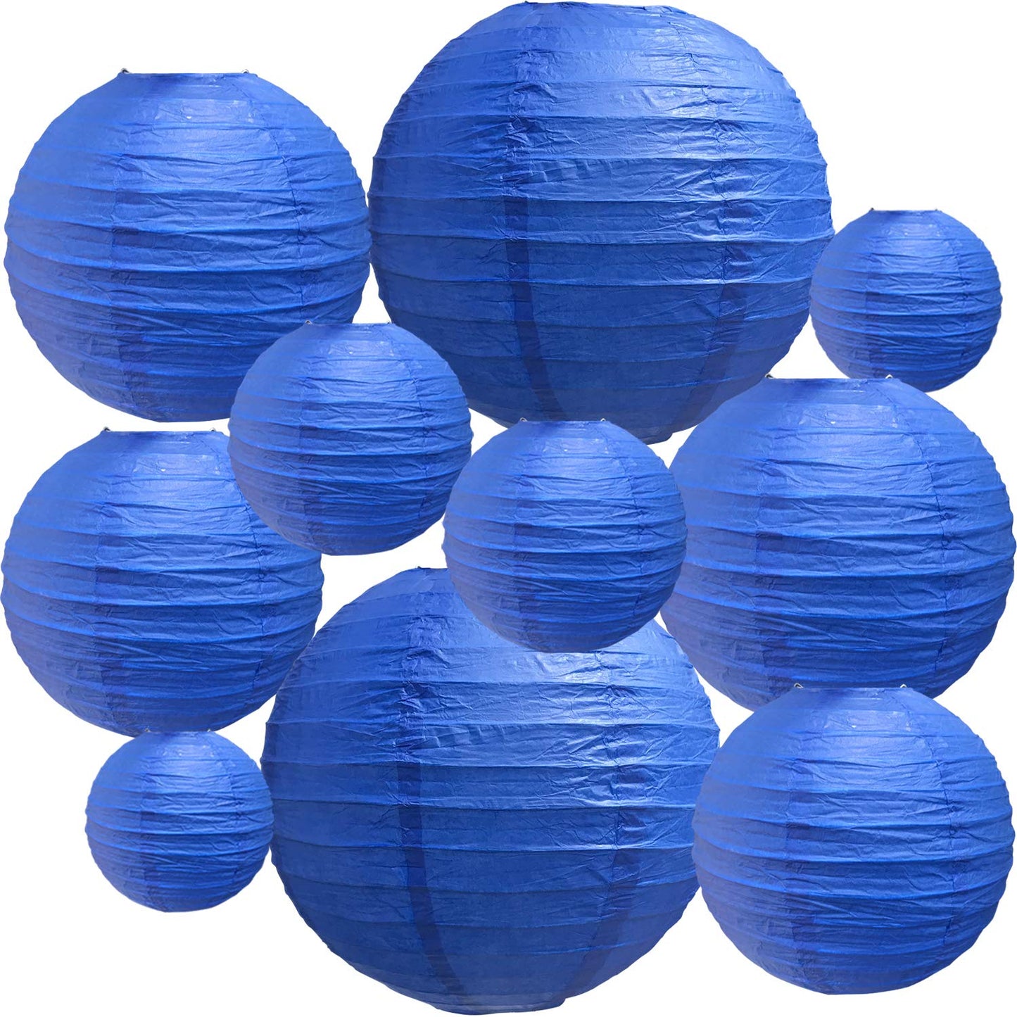 BEISHIDA Dark Blue Paper Lanterns - Decorative Hanging Asian Style for Parties, Weddings, and Home Decor - 10 Pack