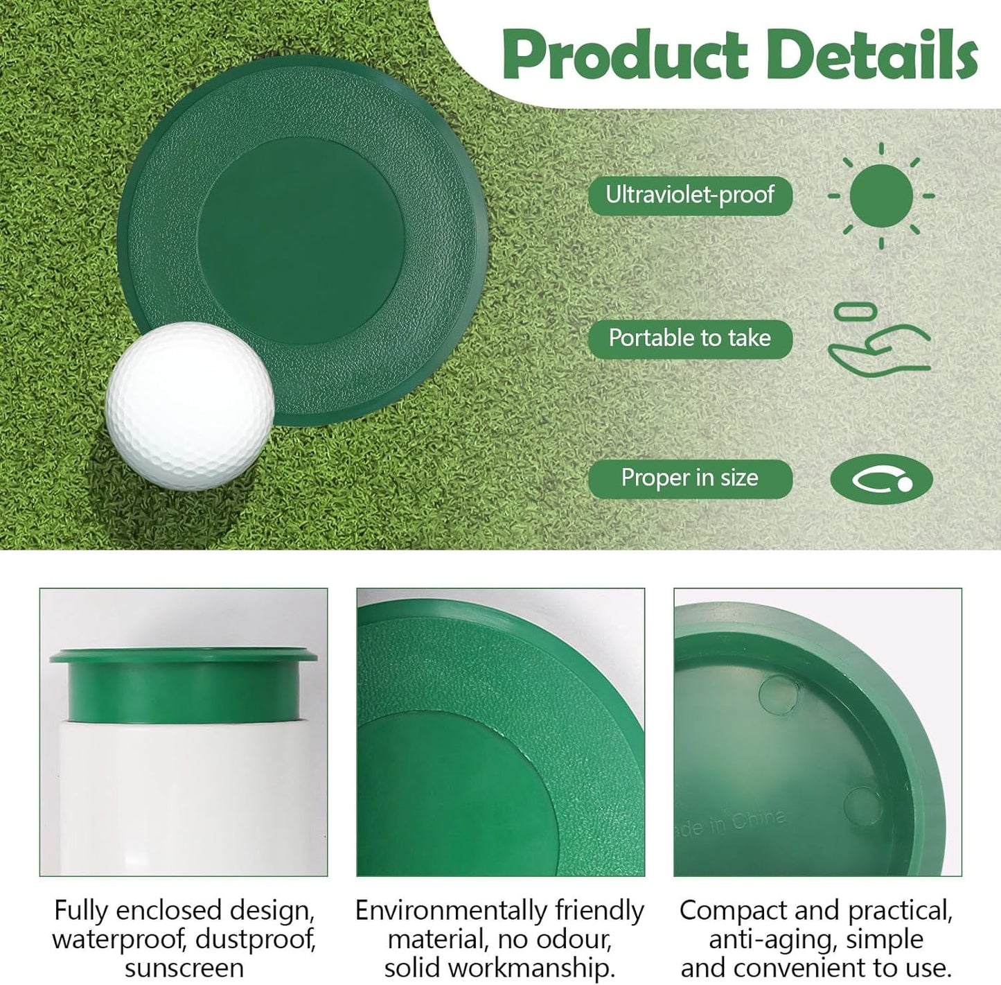 Golf Cup Cover, Universal Putting Green Hole Covers, Practice Training Aids Hole Lid Protector for Golf Course Yard Garden Backyard Game Ball Outdoor Activities