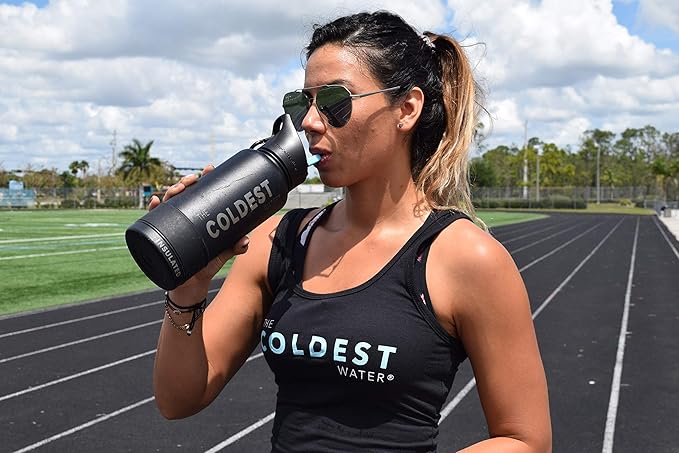 Coldest Sports Water Bottle with Straw Lid Vacuum Insulated Stainless Steel Metal Thermos Bottles Reusable Leak Proof Flask for Sports Gym (32 oz, Hyperspace White)