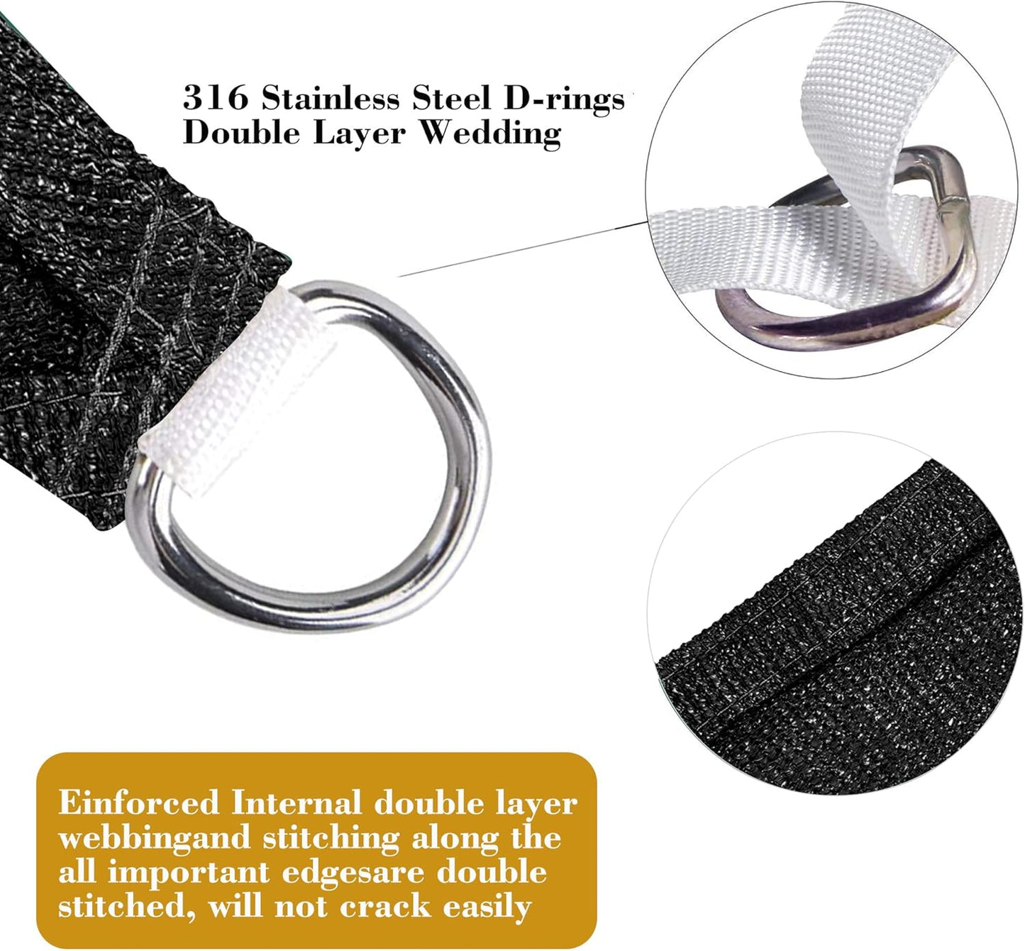 9' x 19' Black Rectangle Sun Shade Sail SSP1212 Canopy Durable Fabric UV Block Awning We Make Custom Orders