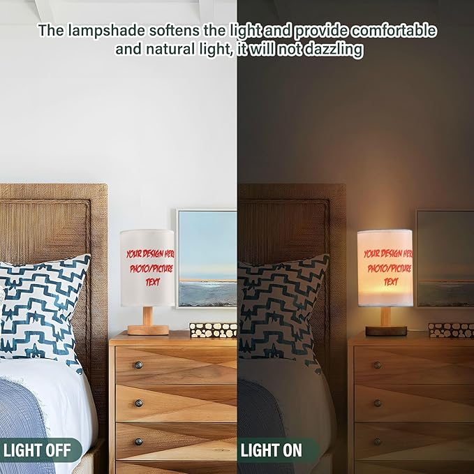 Dussdil Custom Name Photo Table Lamp Customize Bedroom Bedside Night Desk Lamps Cylinder Nightstand Sleeping Light Lamp for Party Living Room Office Decor