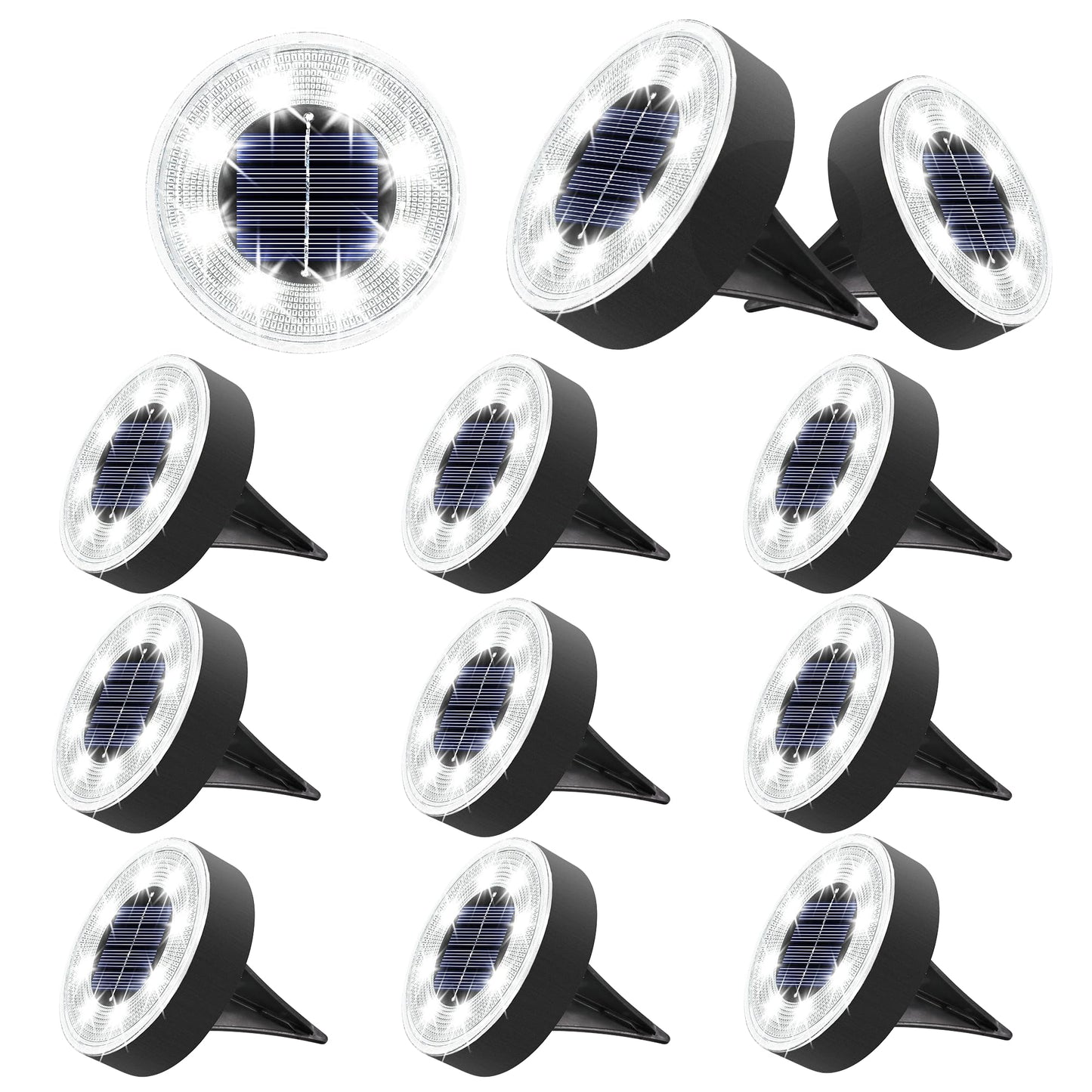 Joomer Solar Ground Lights, 12 Pack, 8 LED, Waterproof IP68, Landscape Lighting, White
