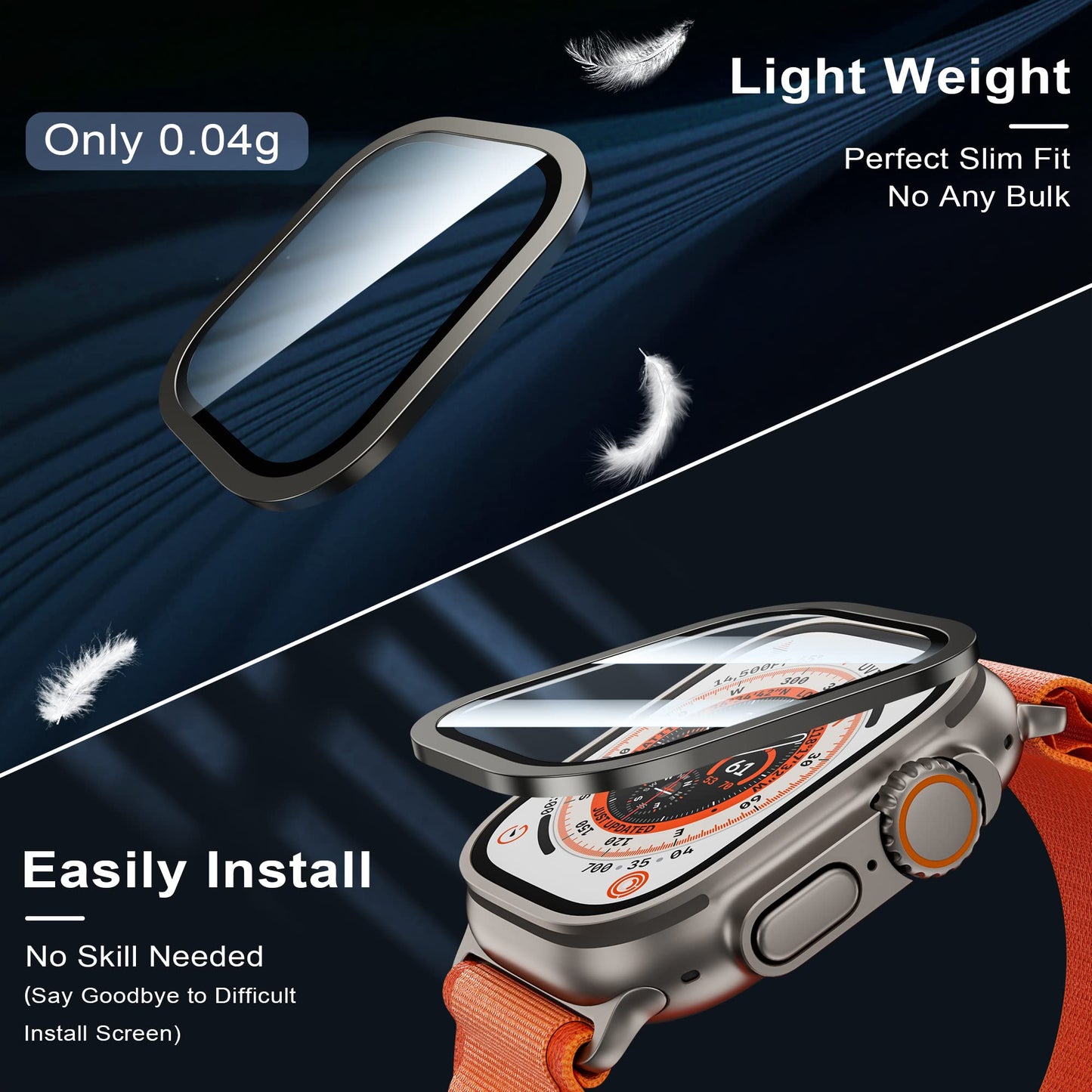 Wsken For Apple Watch Ultra 3/Ultra 2/Ultra Screen Protector 49Mm,9H Tempered Glass + Titanium Alloy Frame, [Keep Original] [Tou