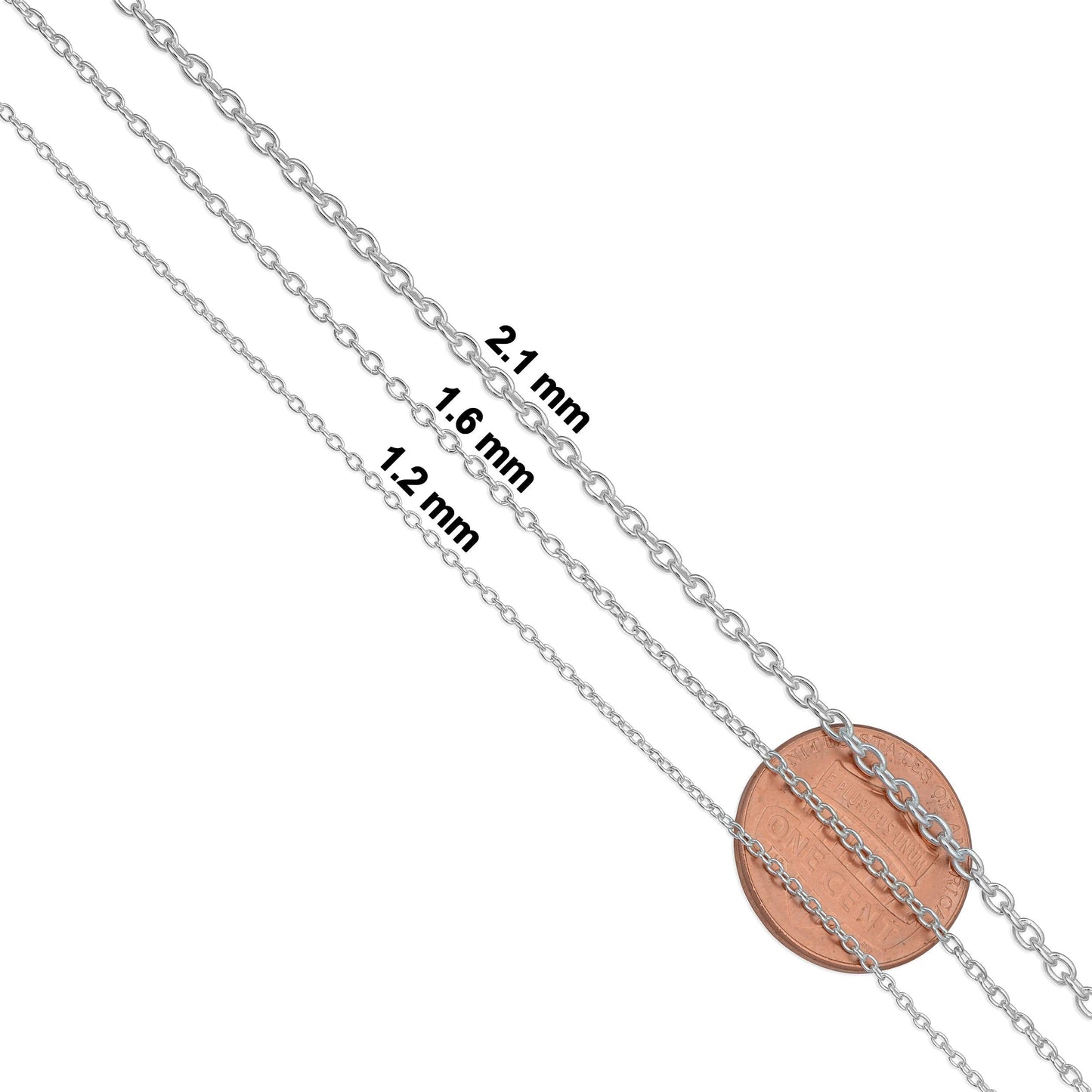 Kooljewelry Sterling Silver Round Cable Chain Necklace (1.6 mm, 18 inch)