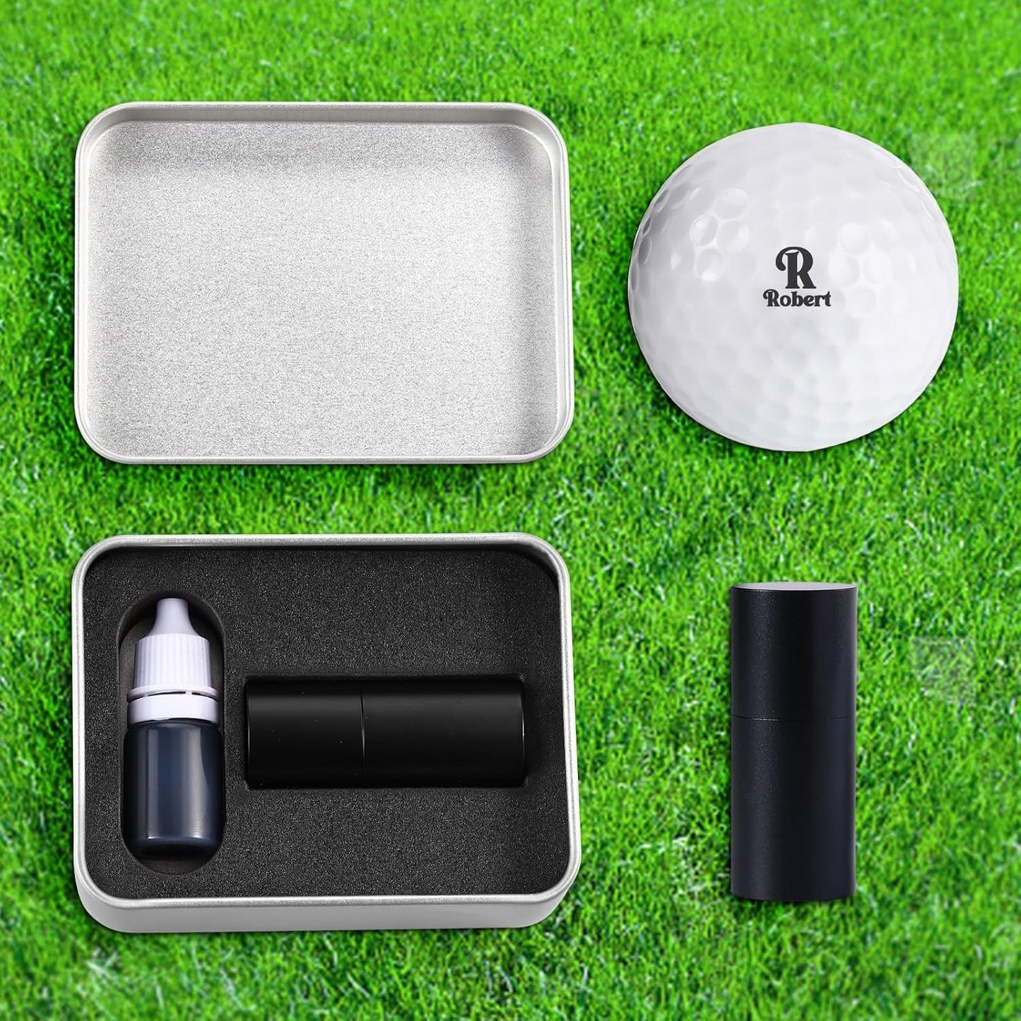 Custom Golf Ball Stamp, New Upgrade Personalized Golf Ball Stamp Markers, Includes Fast-Dry Ink & Gift Box, Waterproof, Golf Gift for Men & Women, Golf Accessories (6 Colors)