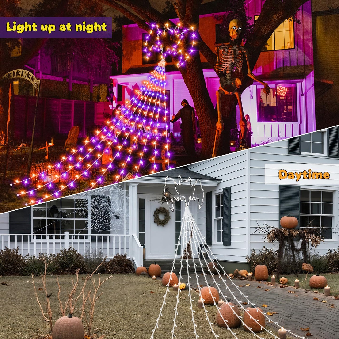 ZTX Halloween String Lights, 300 LEDs, 8 Modes, 16.4Ft, Purple Orange, Model E257148