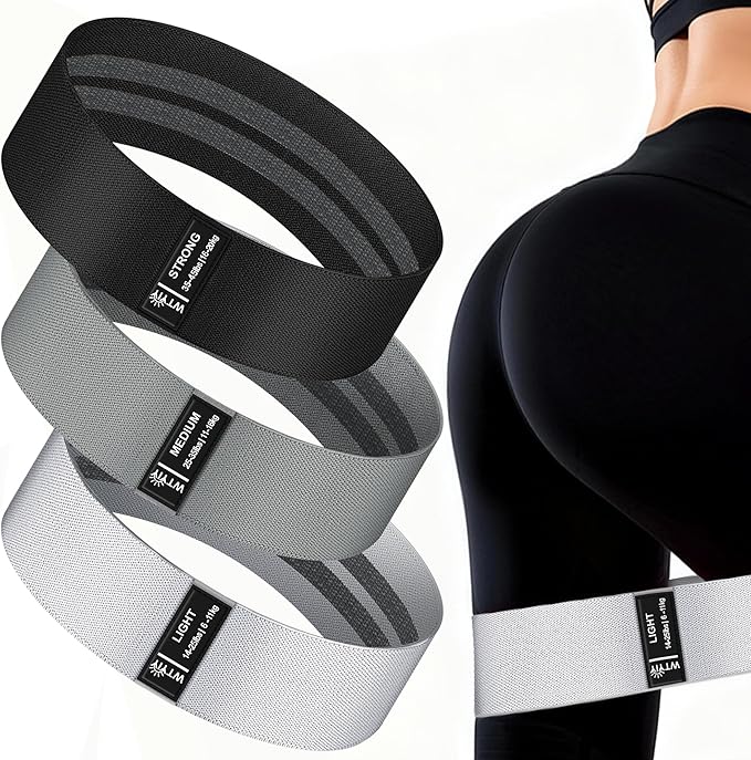 WTYIY Fabric Resistance Bands for Working Out, 3-Level Non-Slip Exercise Bands for Men and Women, Booty Bands Equipment fo...