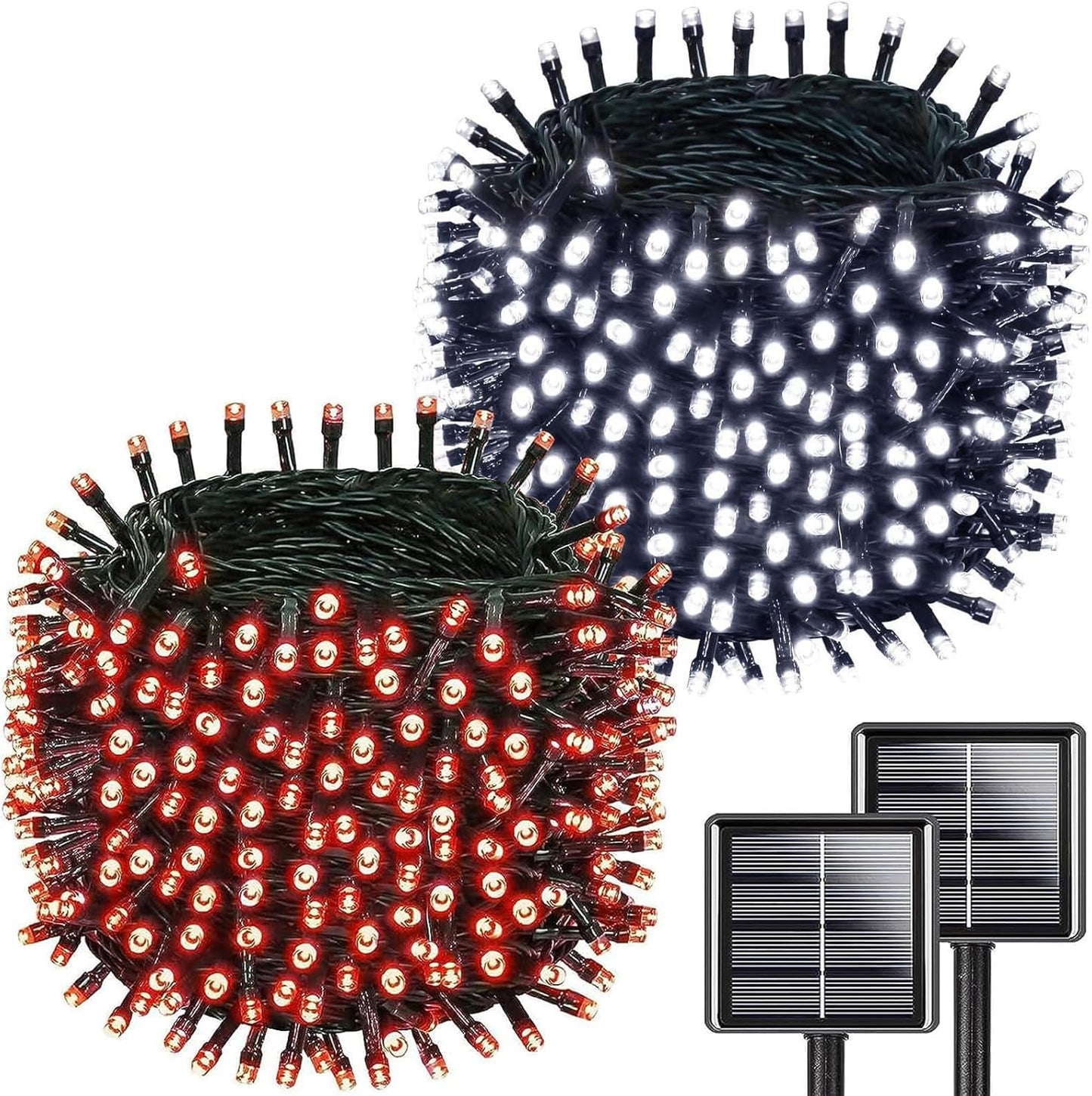 Solar Christmas String Lights Outdoor Waterproof 2Pk 500Led 180Ft Twinkle Lights  Ip65 Waterproof Solar Powered Led Fairy Light With 8 Modes For Christmas Tree Wedding Garden Decoration  Red & White