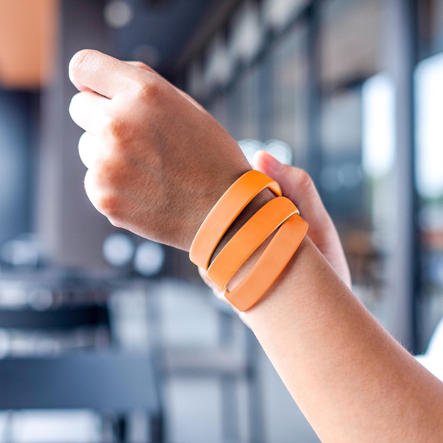 Lesnala 24Pcs Orange color blank silicone bracelet Solid color rubber wristbands Stretch wristbands for events Men Women Teen Ga