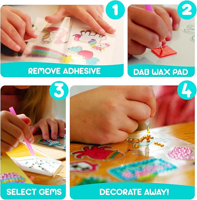 Blue Squid Diamond Art Kits for Kids – Unicorn - Fun & Easy DIY 5D Gem Art Gift Set for Keychains, Stickers, Sun Catchers - Diamond Painting Kit Arts & Crafts Kit for Kids, Girls, Boys Ages 6-12