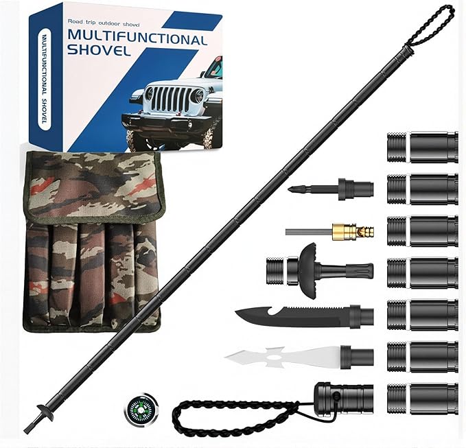 Sakerplus Collapsible Tactical Hiking Trekking Pole, Adjustable Length Aluminum Walking Stick, Lightweight Trekking Staff ...