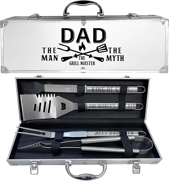 Dad Gifts, Christmas Dad Gifts from Daughter Son Heavy Duty Grilling Accessories Kit for Backyard BBQ, Birthday Present for Him Thick Stainless Steel Grill Utensils with Non-Slip Handle Tool Grill