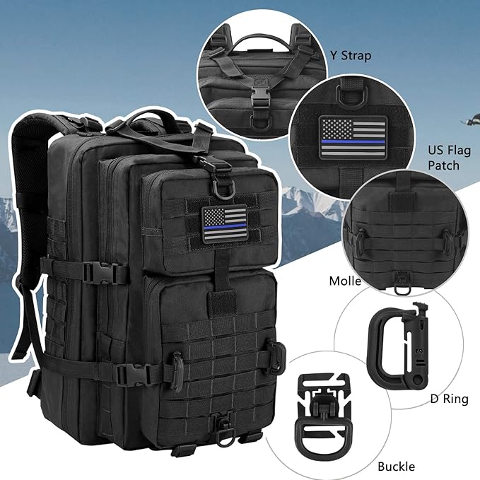 MOLLE Assault Pack, Tactical Backpack Military Army Camping Rucksack, 3-Day Pack
