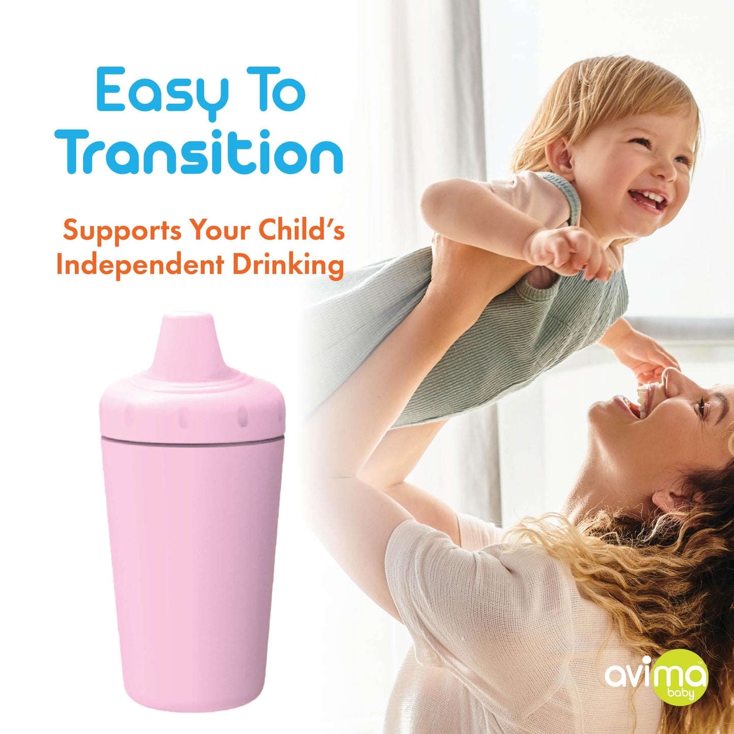 Avima Spill Proof Sippy Cups for Toddlers 1-3 Years - Bite Resistant & BPA Free Training Toddler Cups for Boys & Girls, 10 Oz, 4 Pack Set - Pinks, Red & Purple