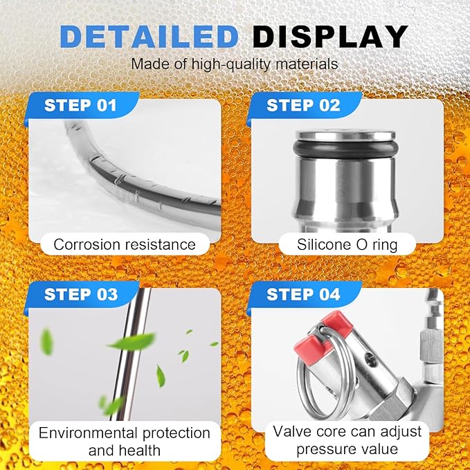Marinersbrew Mini Keg Dispenser,5L Mini Keg Spear,Stainless Steel Ball Lock Quick Fitting Mini Keg Growler with 10.82" Stainless Steel Hose (With Stainless Steel Hose)