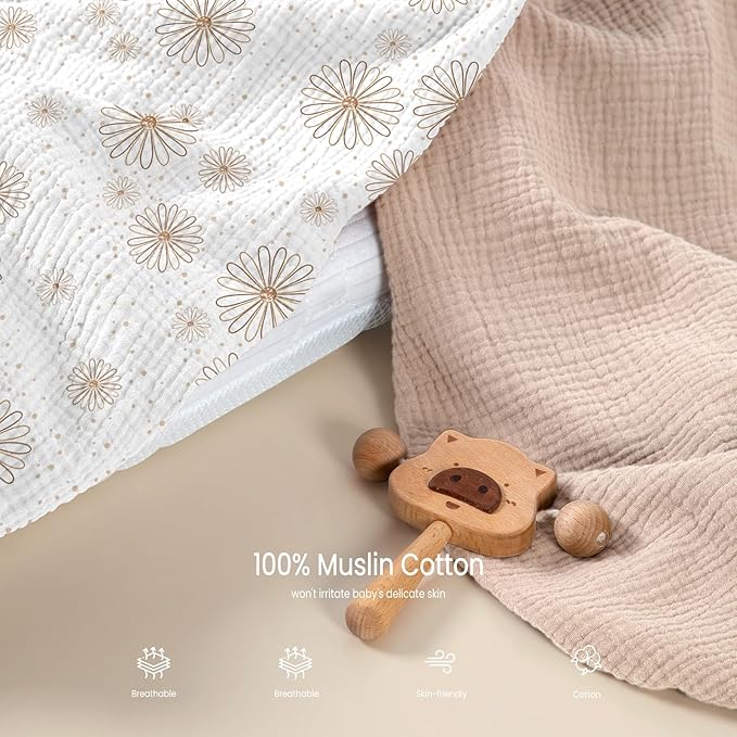 lulumoon Muslin Bassinet Sheets Baby: Cotton Bedside Sleeper Bassinet Sheets Fitted for Boys and Girls
