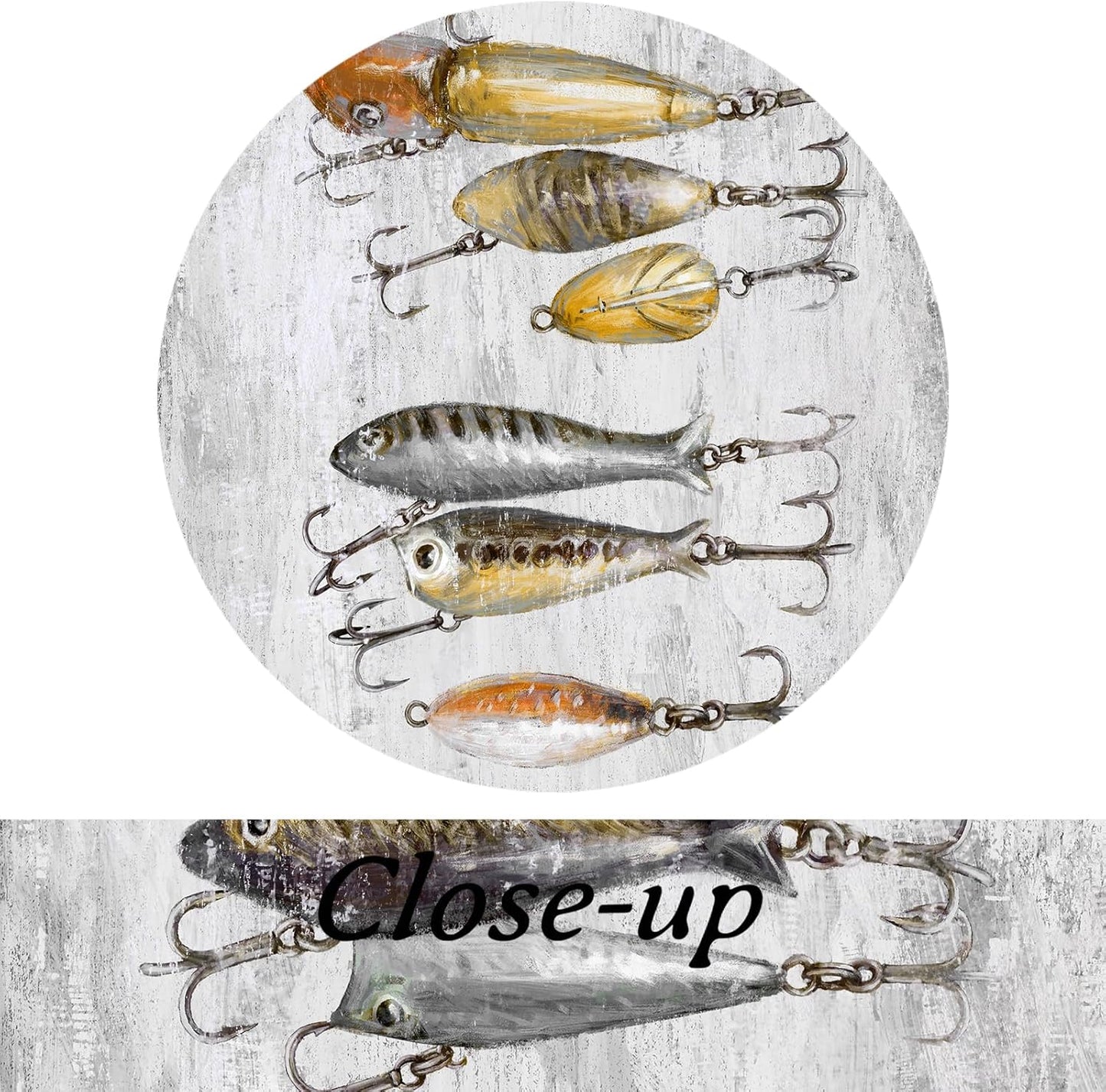 KREATIVE ARTS Fishing Lures Wall Art Vertical Canvas Print Tackle Bait Painting with Black Floater Frame Rustic Fishing Decor for Cabin Garage Lake House Bathroom 20x48 Inch Ready to Hang