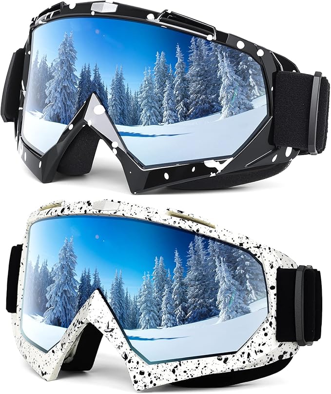 Braylin Adult Ski Goggles, 2-Pack Snowboard Goggles for Youth, Teens, Men & Women, Wide View Snowmobile Goggles